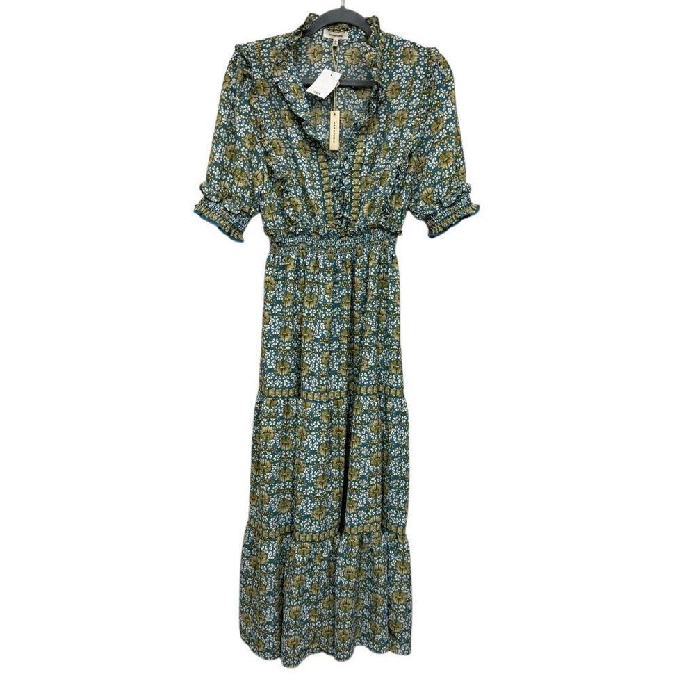 Max Studio floral blue maxi dress size large